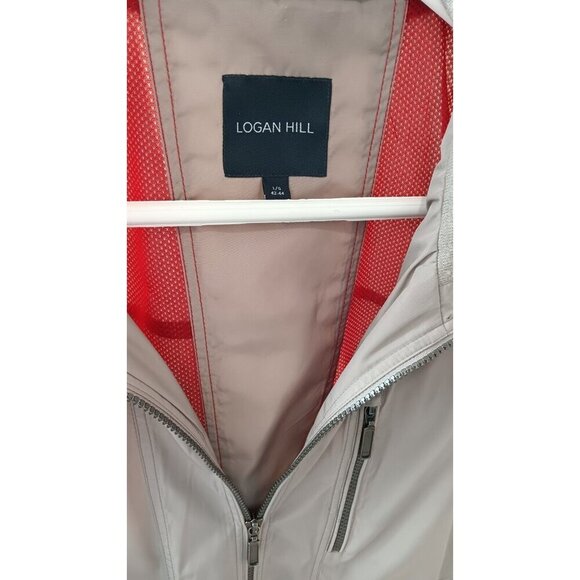 Large Men's Logan Hill Jacket Beige With Red Accents Windbreaker Coat - Picture 2 of 16